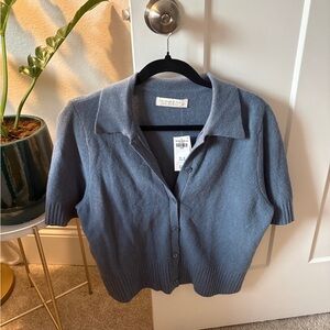 Abercrombie & Fitch Blue Merino Wool Blend Cardigan Sweater